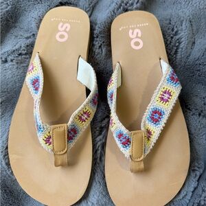 SO Women's Embroidered Sandals - Blue, Yellow, Pink